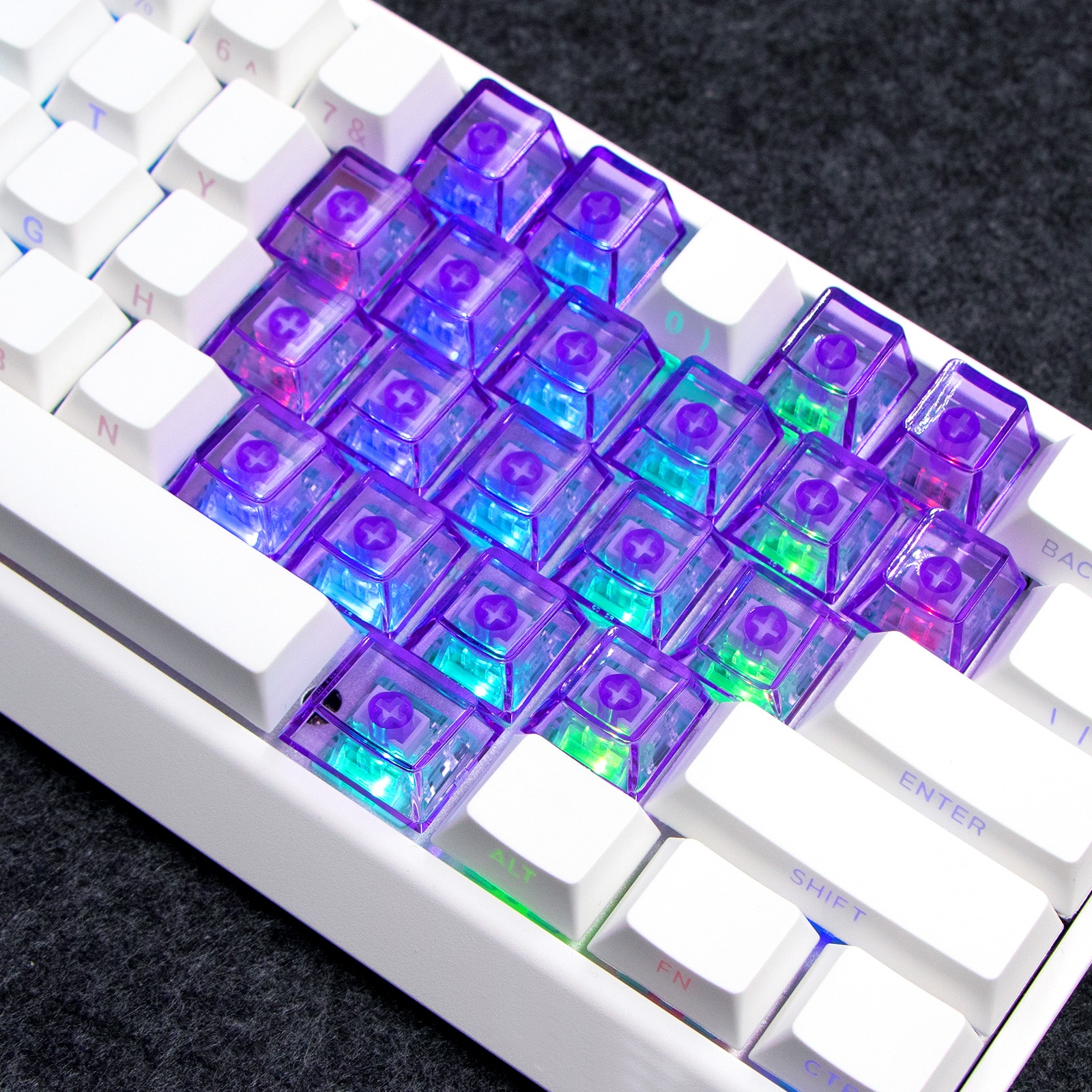 爱心透明键帽透黑DIY原厂高度材质适配所有配列磁轴键盘键帽推荐