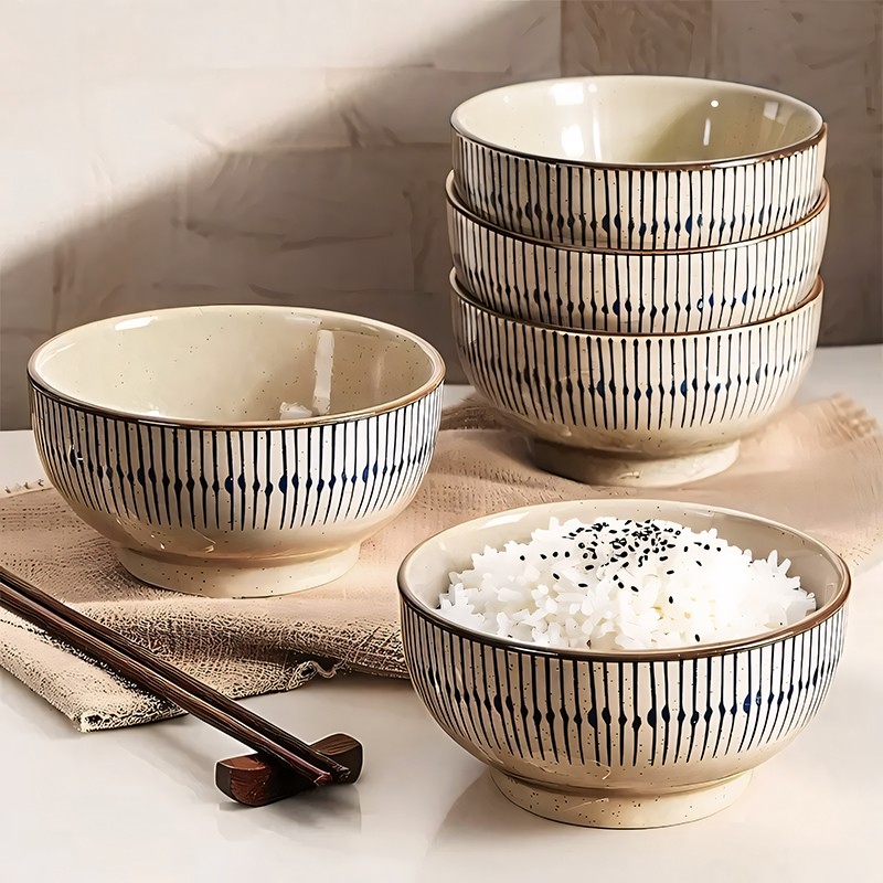日式釉下彩米饭碗家用2025新款高颜值餐具陶瓷碗具吃饭碗小碗