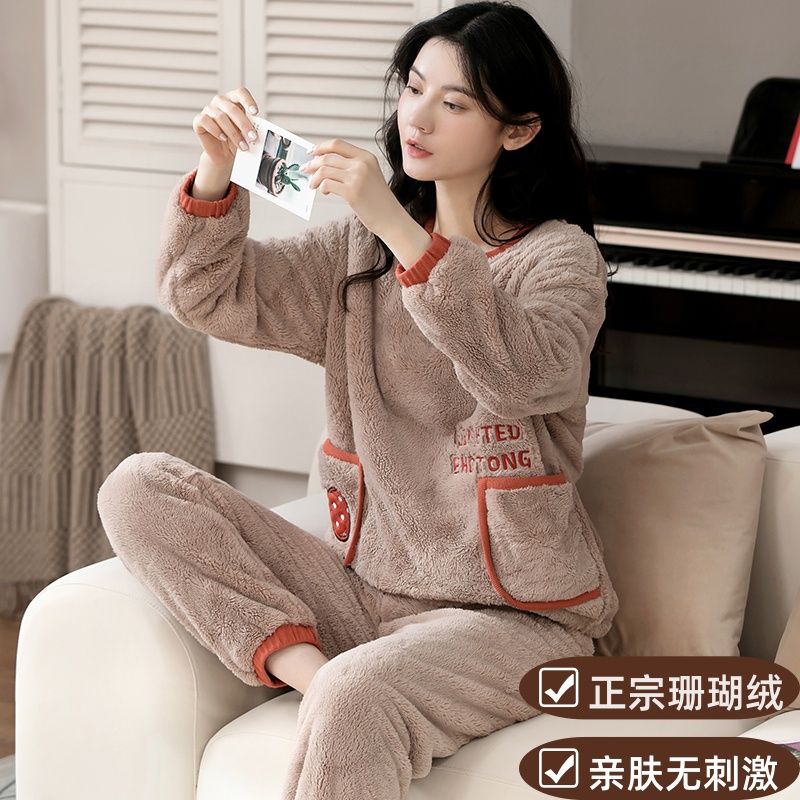 冬季专属爆款珊瑚绒2025新款贴身睡衣女冬款加绒加厚保暖亲肤女生