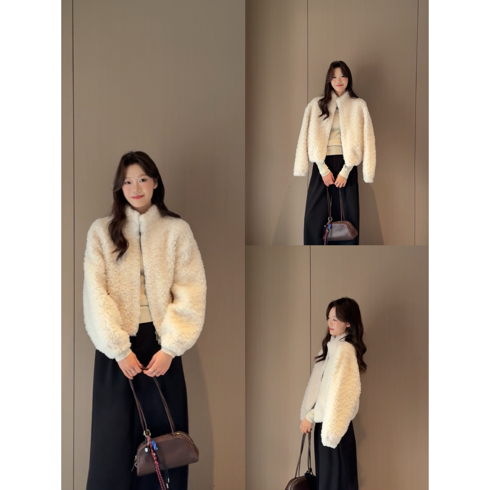 3573#冬季韩版休闲羊羔毛外套皮草立领短款外套