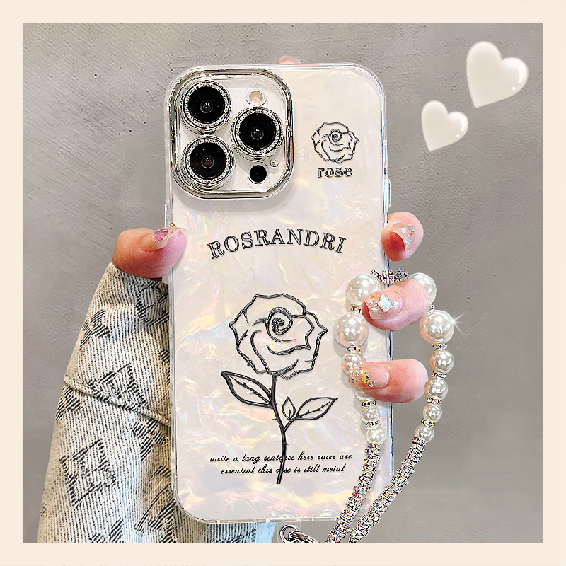 镂空玫瑰适用苹果15华为vivo/oppo小米iPhone16精孔贝壳纹手机壳