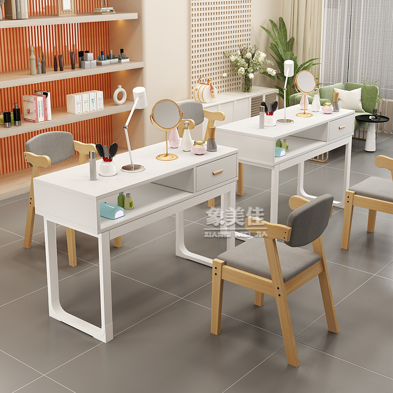 美甲桌美甲桌椅套装特价经济型单双三人美甲台指甲桌美甲店桌椅