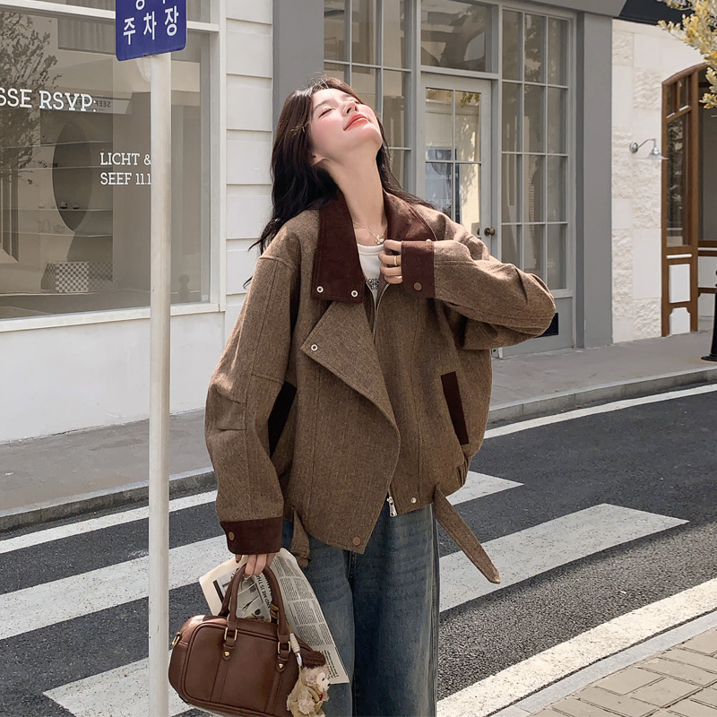 复古摩登感美拉德外套女2025秋冬新款高智感小众简约韩系撞色开衫