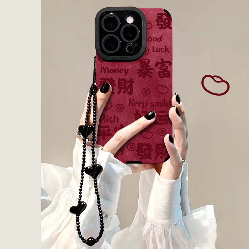 适用苹果16pro华为vivo小米oppo手机壳瞳眼皮质发财暴富女防摔ins