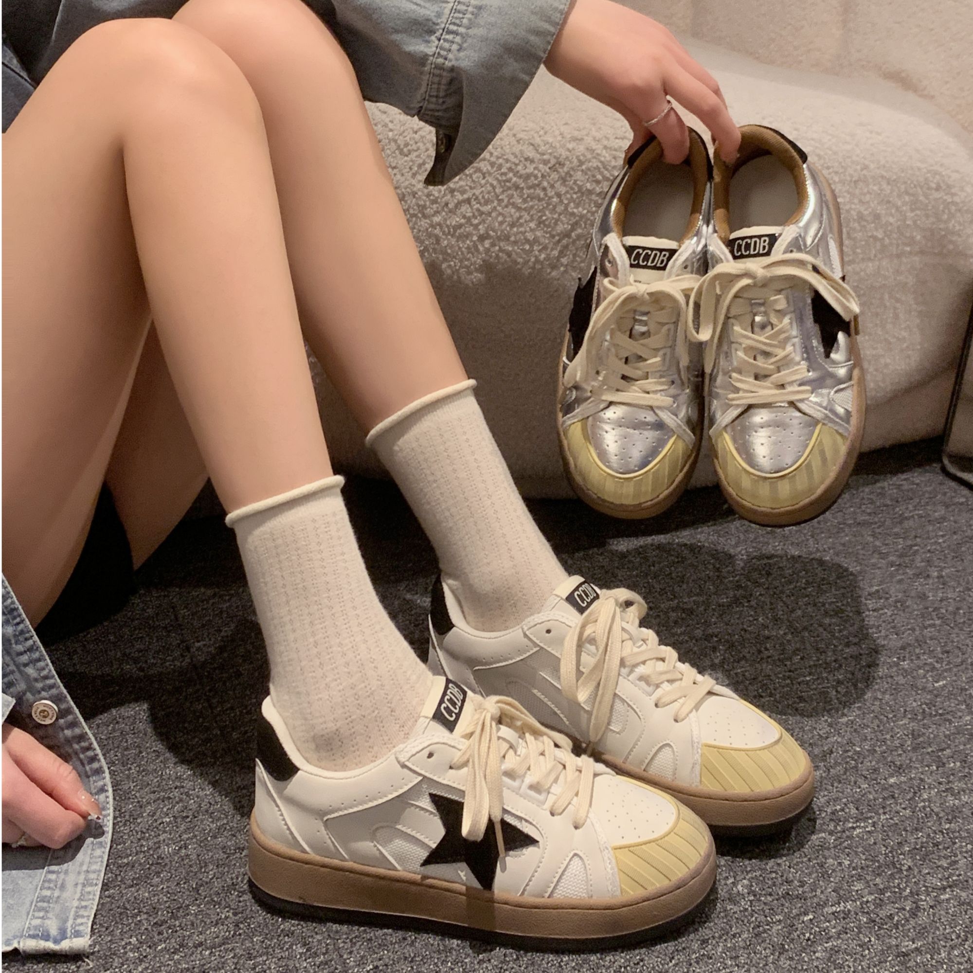 贾不假星星鞋2025新款秋冬复古脏脏美式反精致y2k舒适ins休闲板鞋