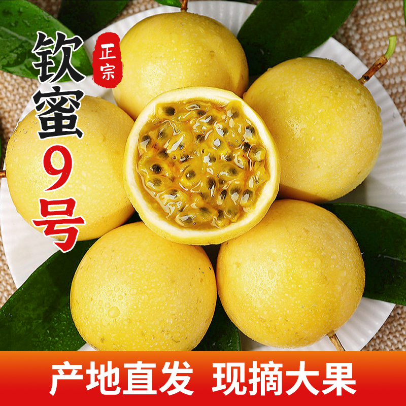 正宗钦蜜9号黄金百香果新鲜现摘皱皮香甜多汁百香果黄金果zb