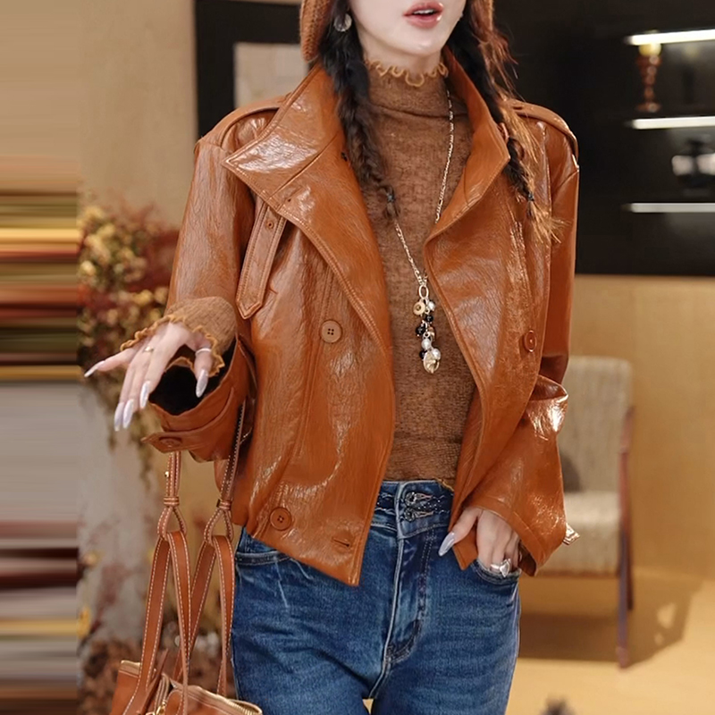 复古洋气高级感小众百搭皮衣外套女2025秋季新款休闲简约时尚上衣