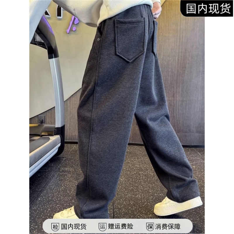 2025新款秋冬季加绒休闲裤男款潮牌宽松直筒长裤子男士运动卫裤男