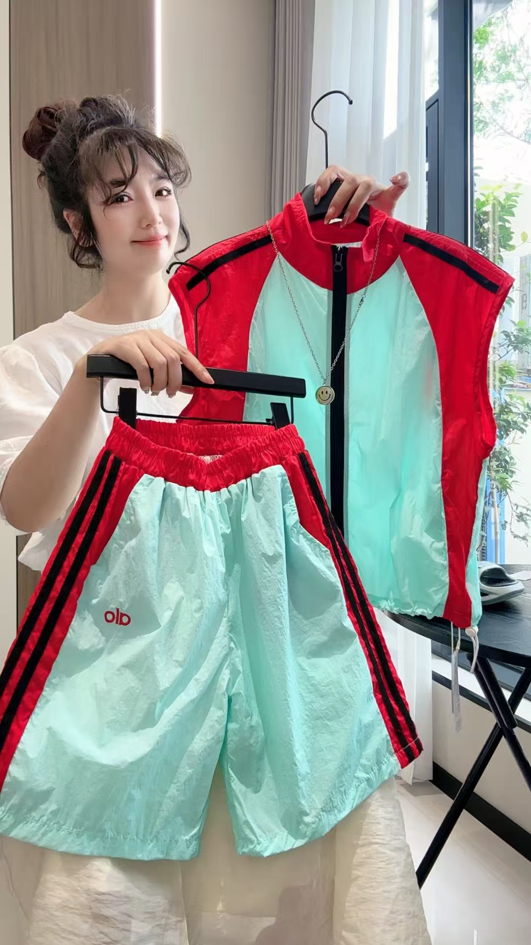 2025新款中大童海滩沙滩风格防晒衣套装时尚拼接帅气洋气拼色夏季