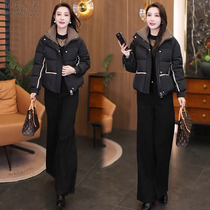 短款冬季女士休闲常规拼色保暖棉服2025新款包袖拼接棉衣棉服通勤