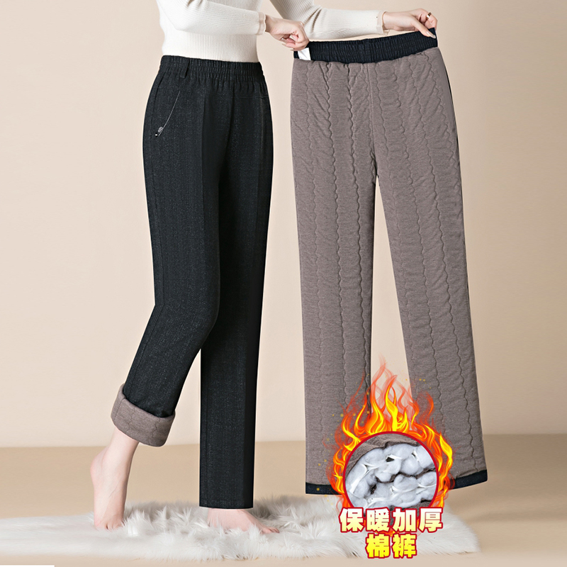 冬季高腰宽松休闲加厚保暖老人暖裤秋冬中老年人棉裤外穿