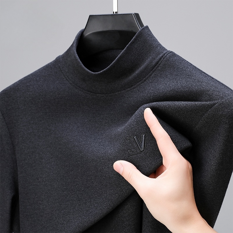 BOY NORMAN100%德绒加厚半高领打底衫高档男秋冬纯色套头百搭内搭