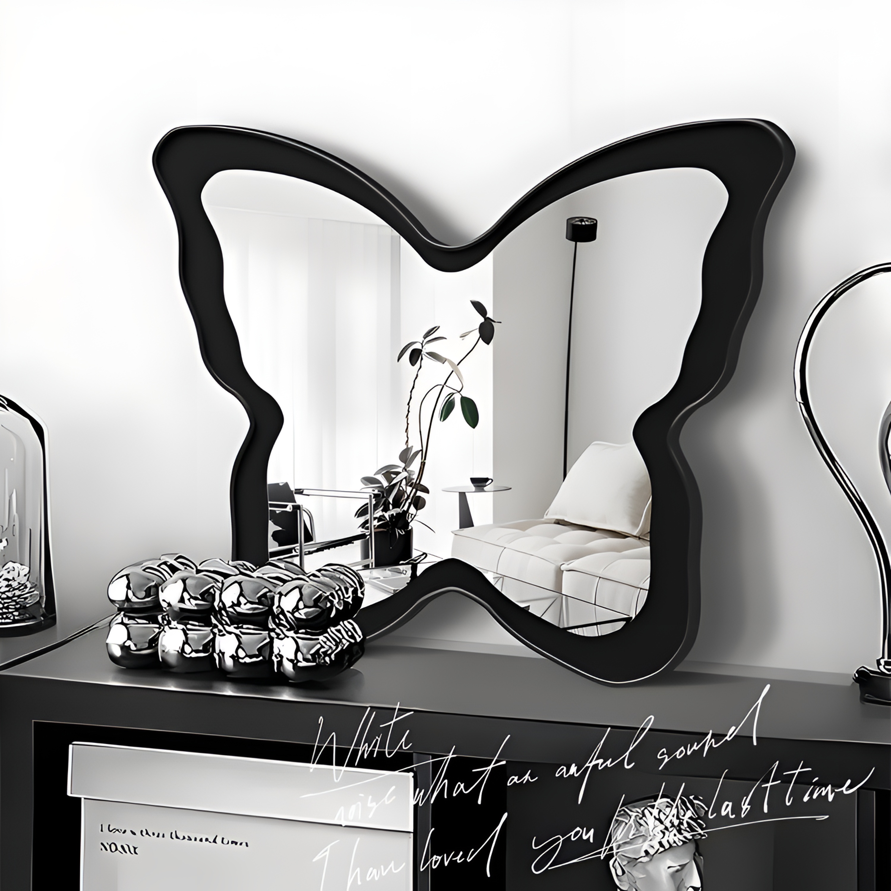 新款立体蝴蝶镜子画奶油复古挂画桌面摆件画高级感装饰画小众艺术