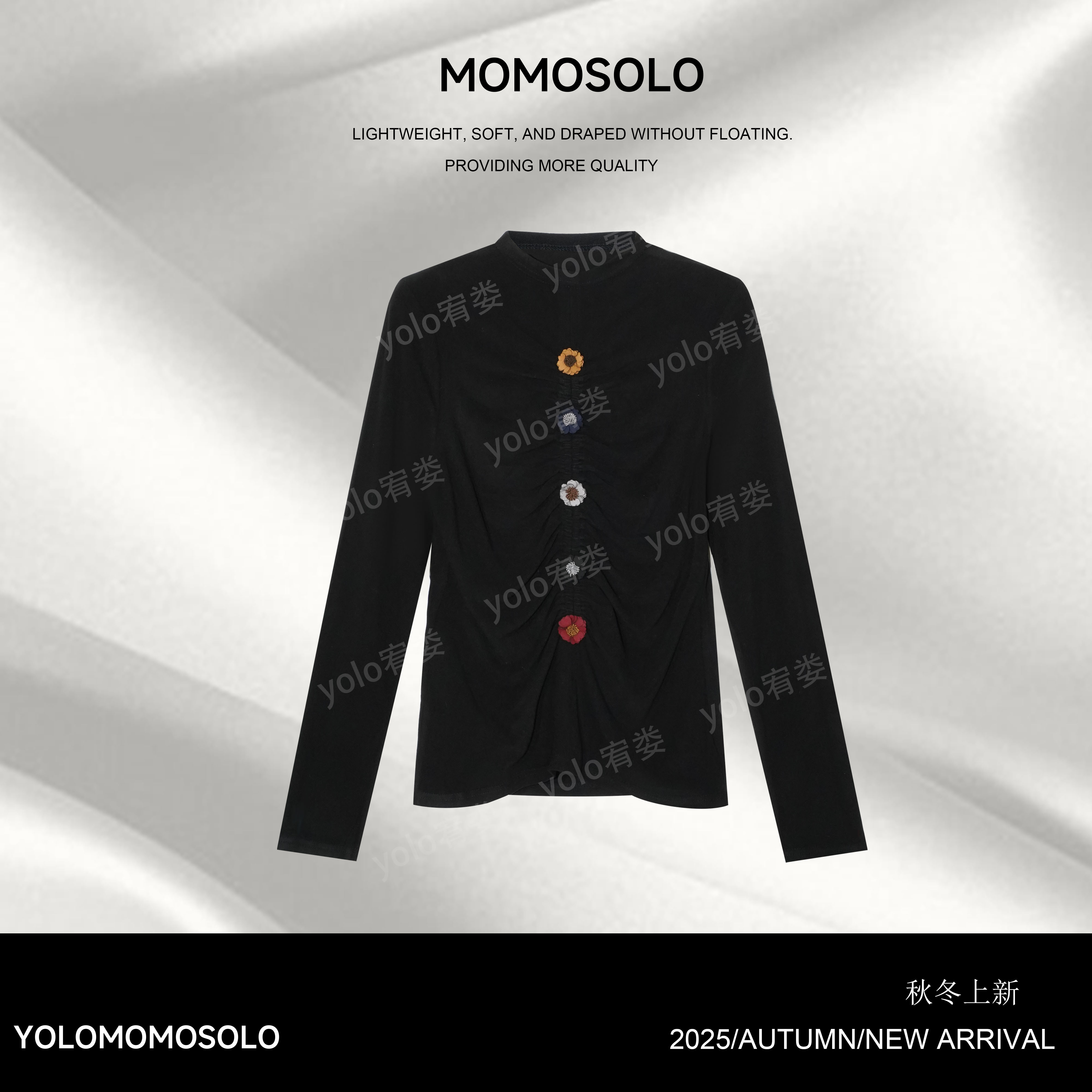 •太阳花•2025秋冬磨毛感手工定制花朵纽扣打底轻奢时尚上衣259256