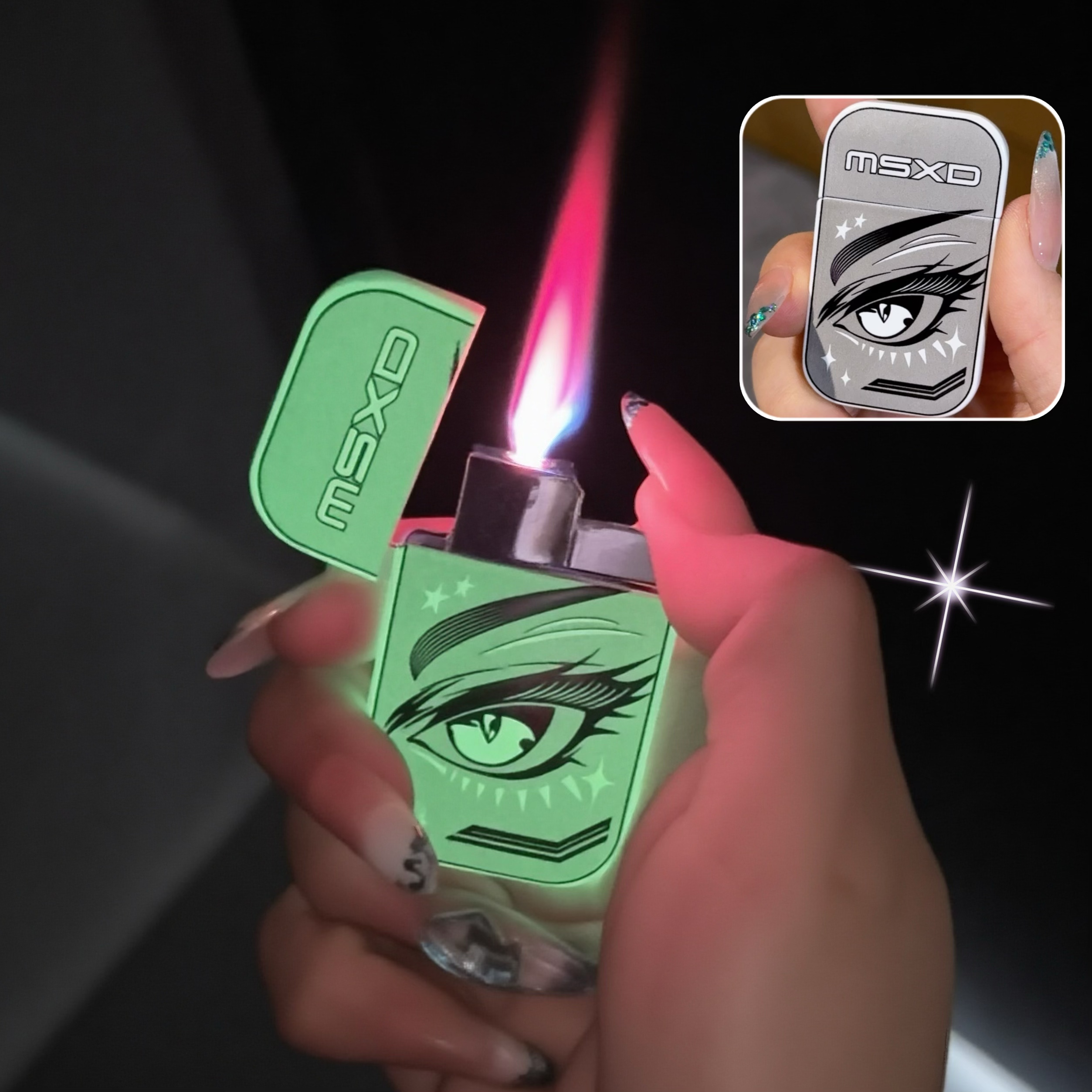 一眼万年高级轻奢小众网红金属创意防风打火机充气送男女友礼物