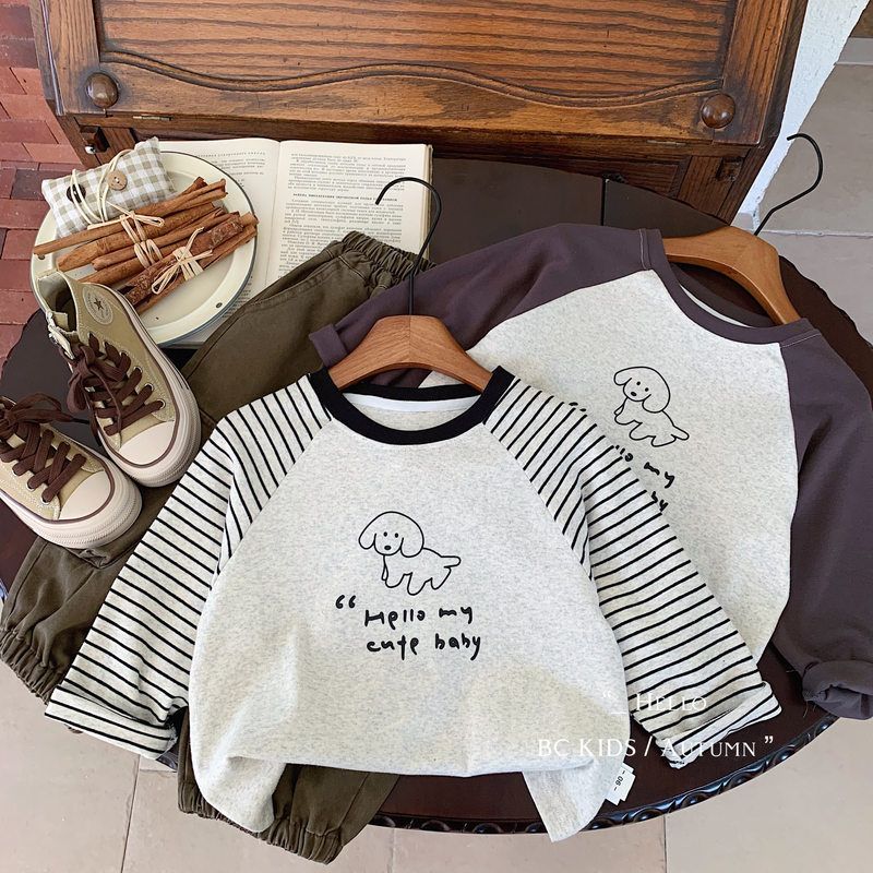 儿童T恤邦诚2025秋季新品男童条纹长袖打底衫可爱超萌儿童衣服