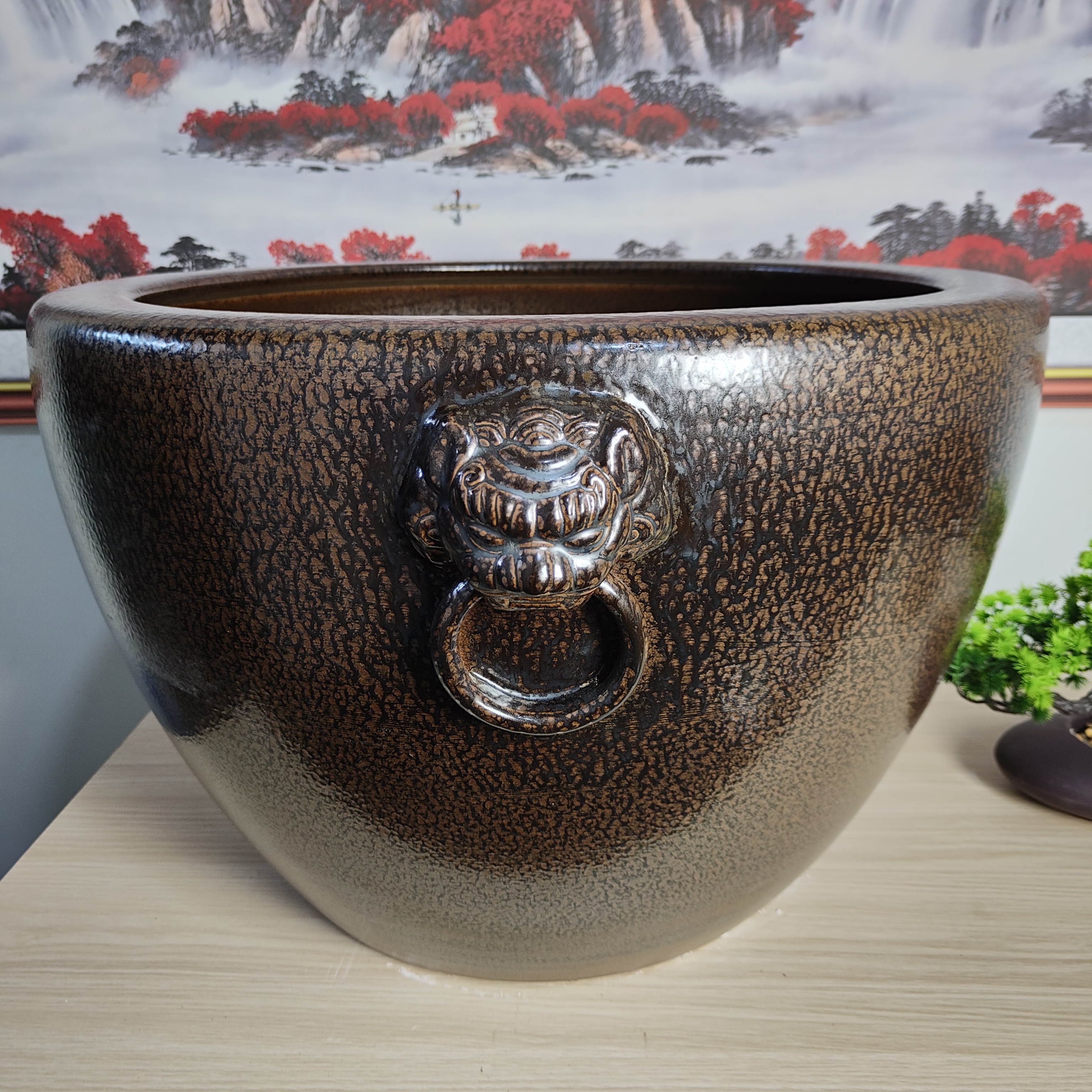 景德镇陶瓷鱼缸庭院大缸狮面双耳缸