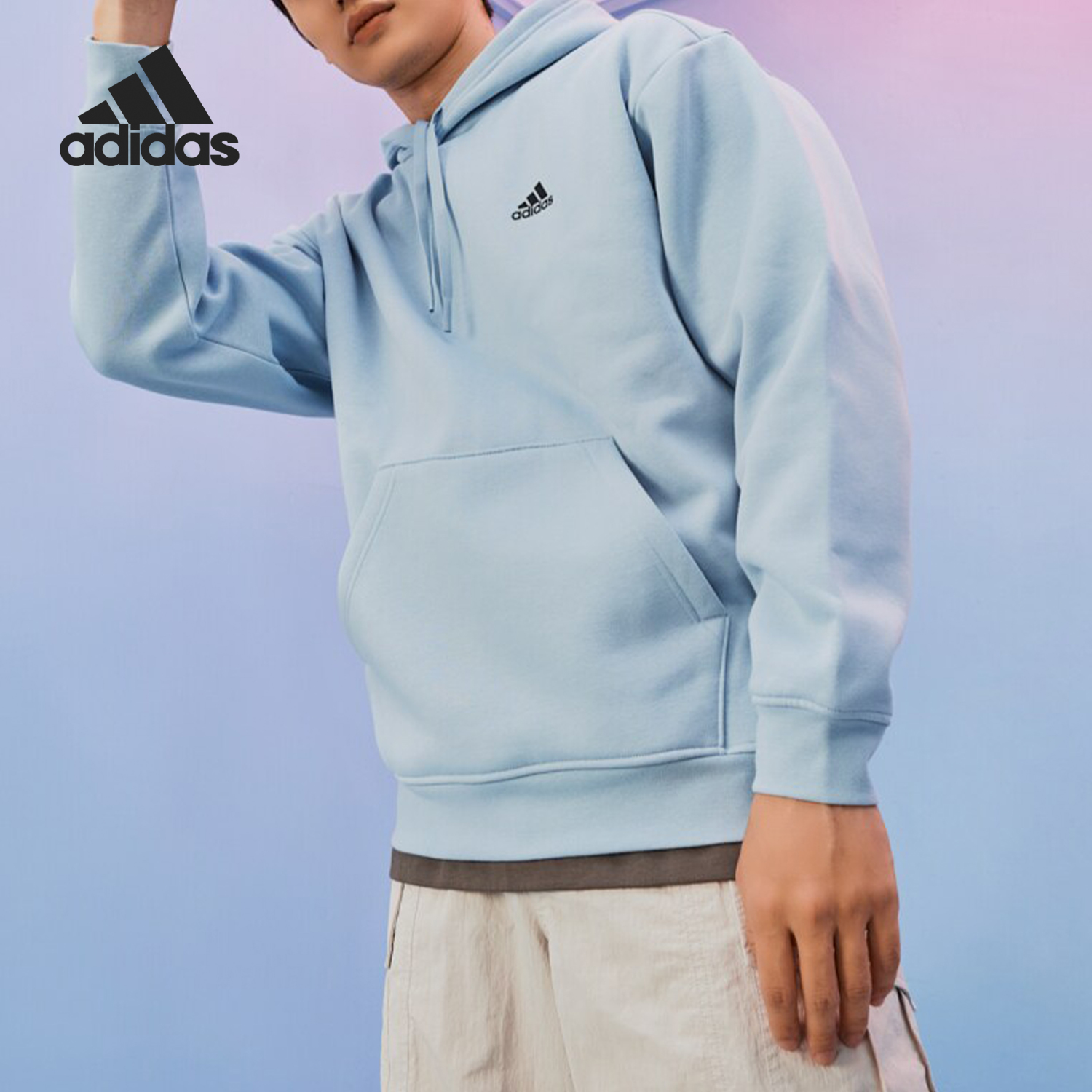 Adidas/阿迪达斯正品新款男女加绒运动宽松连帽套头衫JM9078