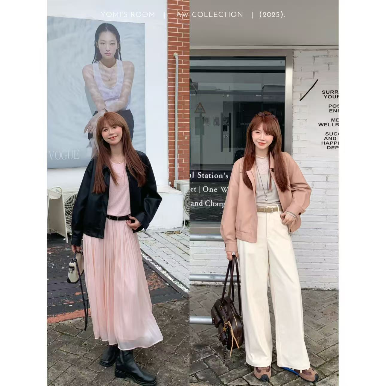 YOMI小个子【日暮巴塞尔】复古皮衣外套修身显瘦休闲百搭气质女秋季