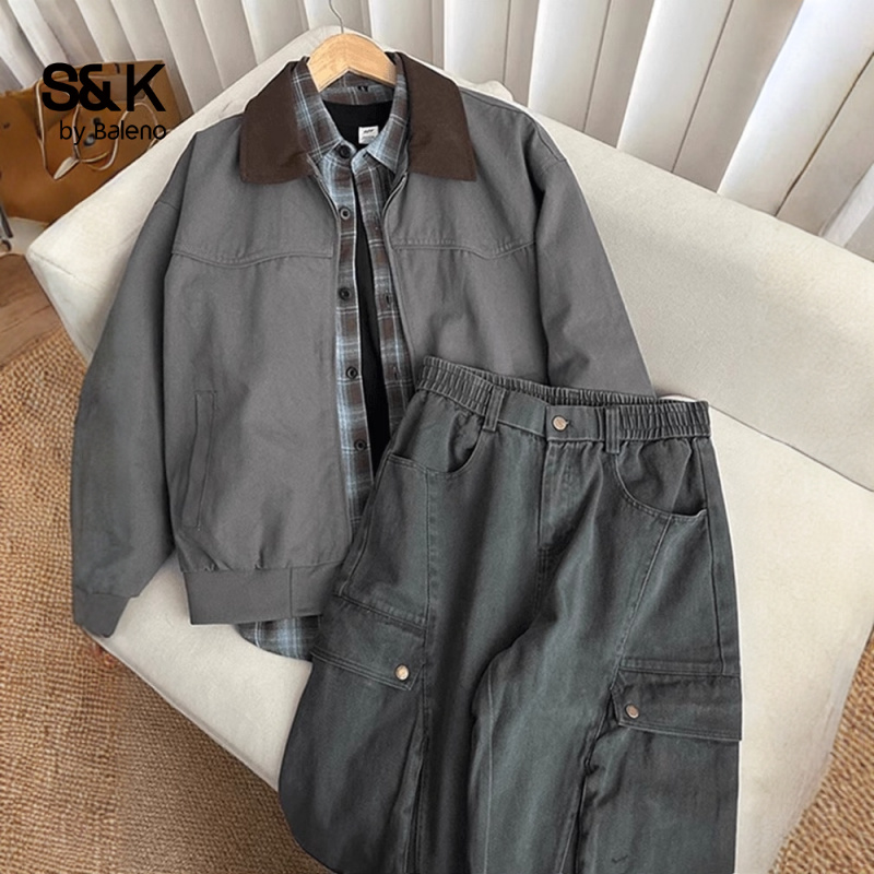 班尼路S&K美式cleanfit复古底特律工装外套男款秋季翻领棒球服夹