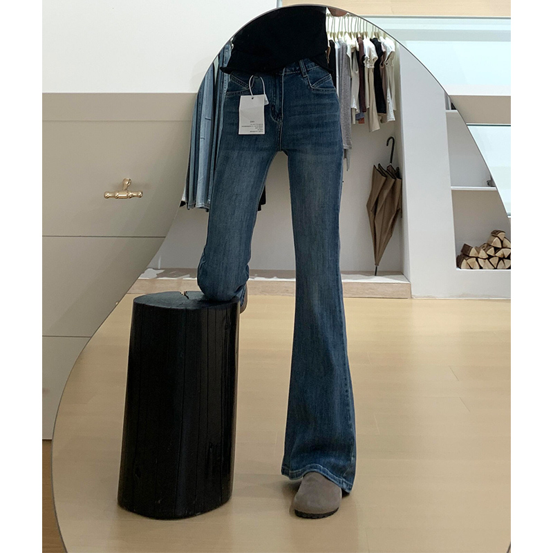 小众复古弹力微喇牛仔裤女秋季爆款2025新款小个子高腰拖地马蹄裤