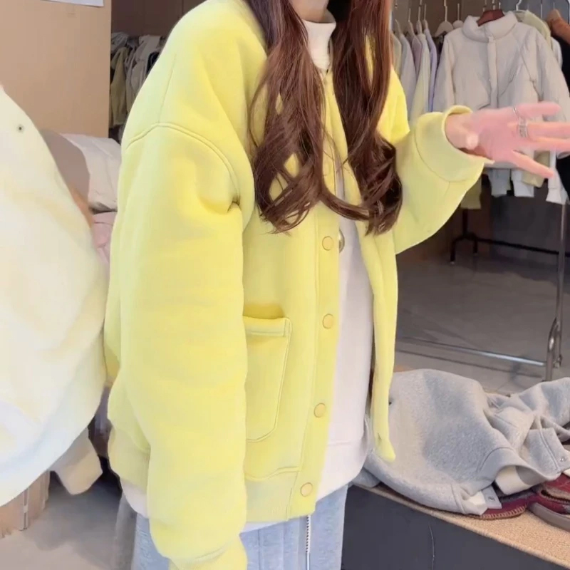 复古慵懒洋气减龄开衫外套女款2025冬季新款加绒加厚宽松大码上衣