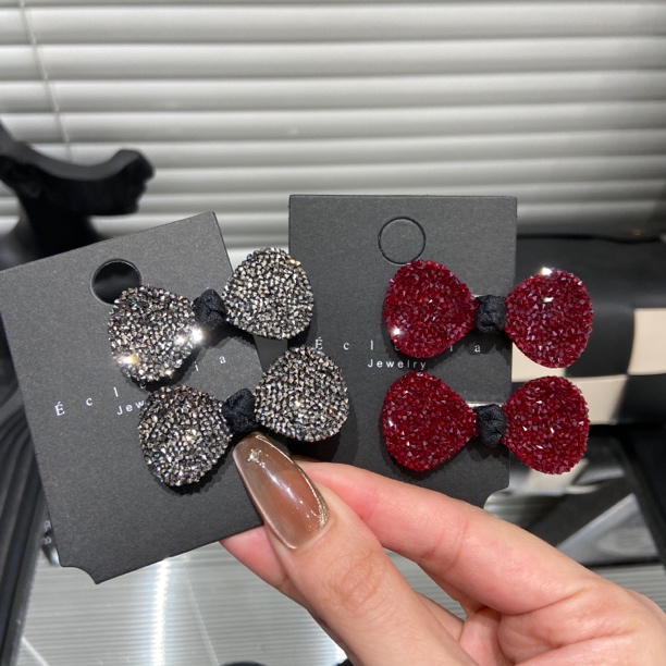 E3980 高级感爆闪蝴蝶结鸭嘴夹发夹精致小香风侧边夹刘海发卡发饰