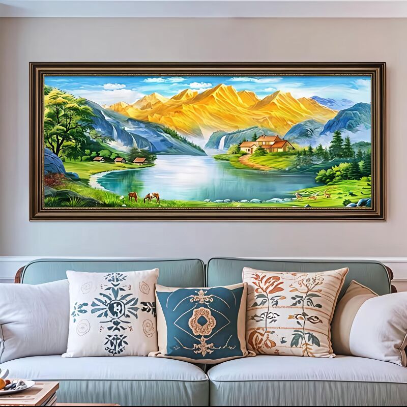 新疆包邮法式山水画装饰画挂画靠山图床头客厅背靠金山床头客厅