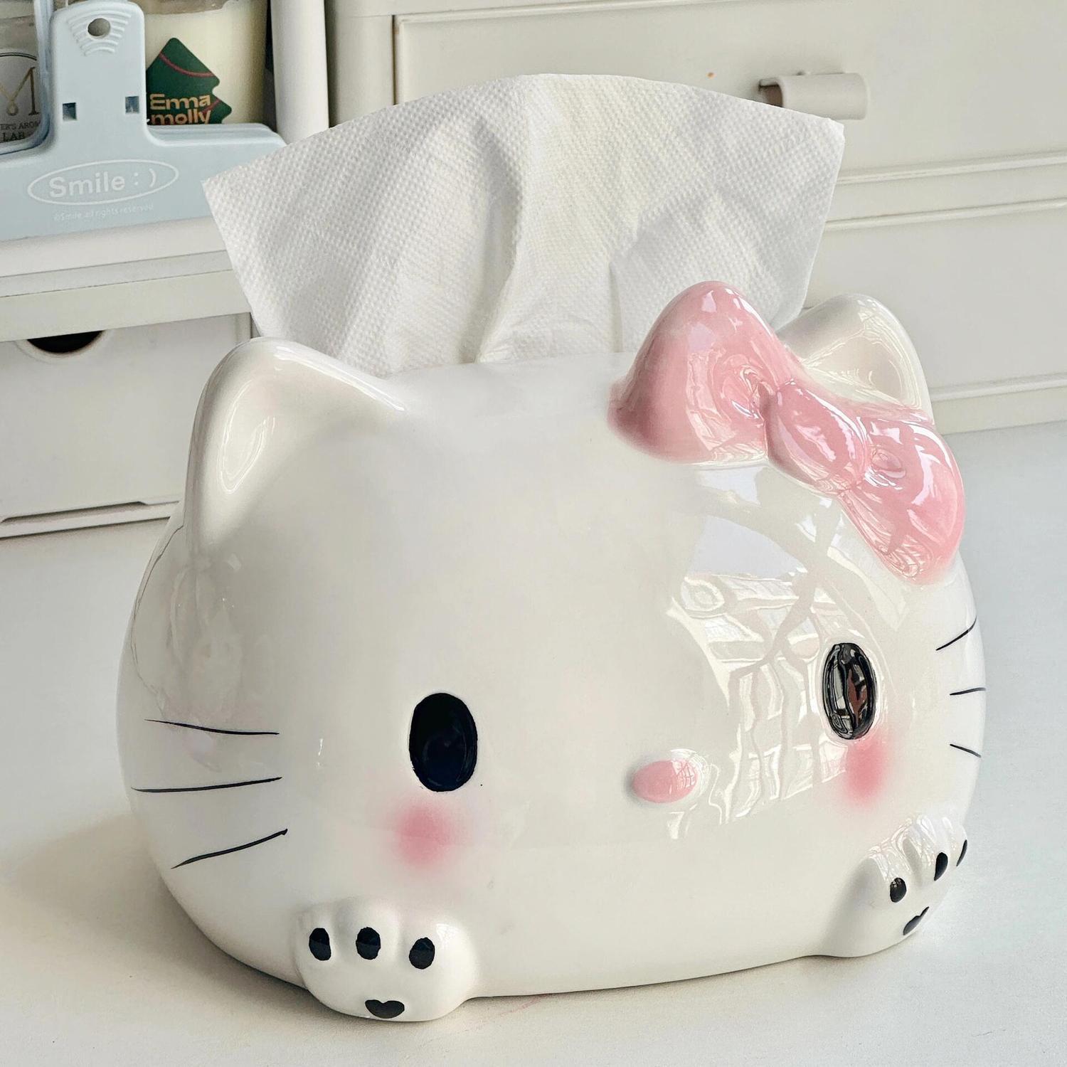 Hellokitty纸巾盒客厅桌面抽纸盒卷纸收纳盒家用装饰品摆件三丽鸥