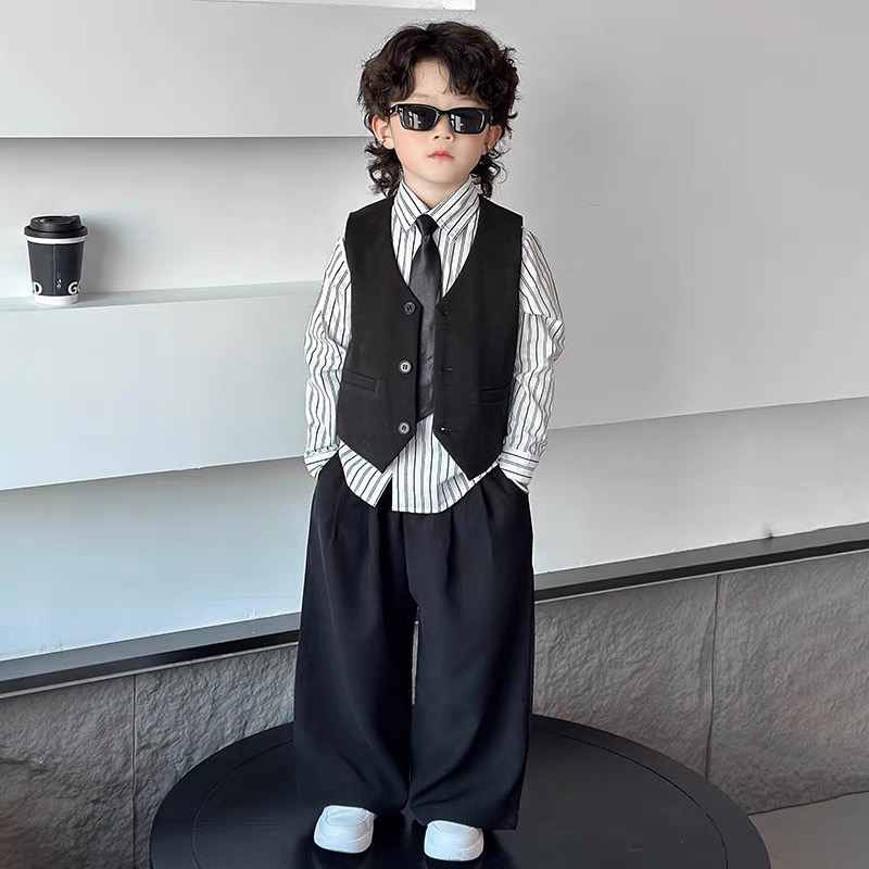 儿童西装男童礼服套装秋季英伦风2025新款花童生日主持人演出西服