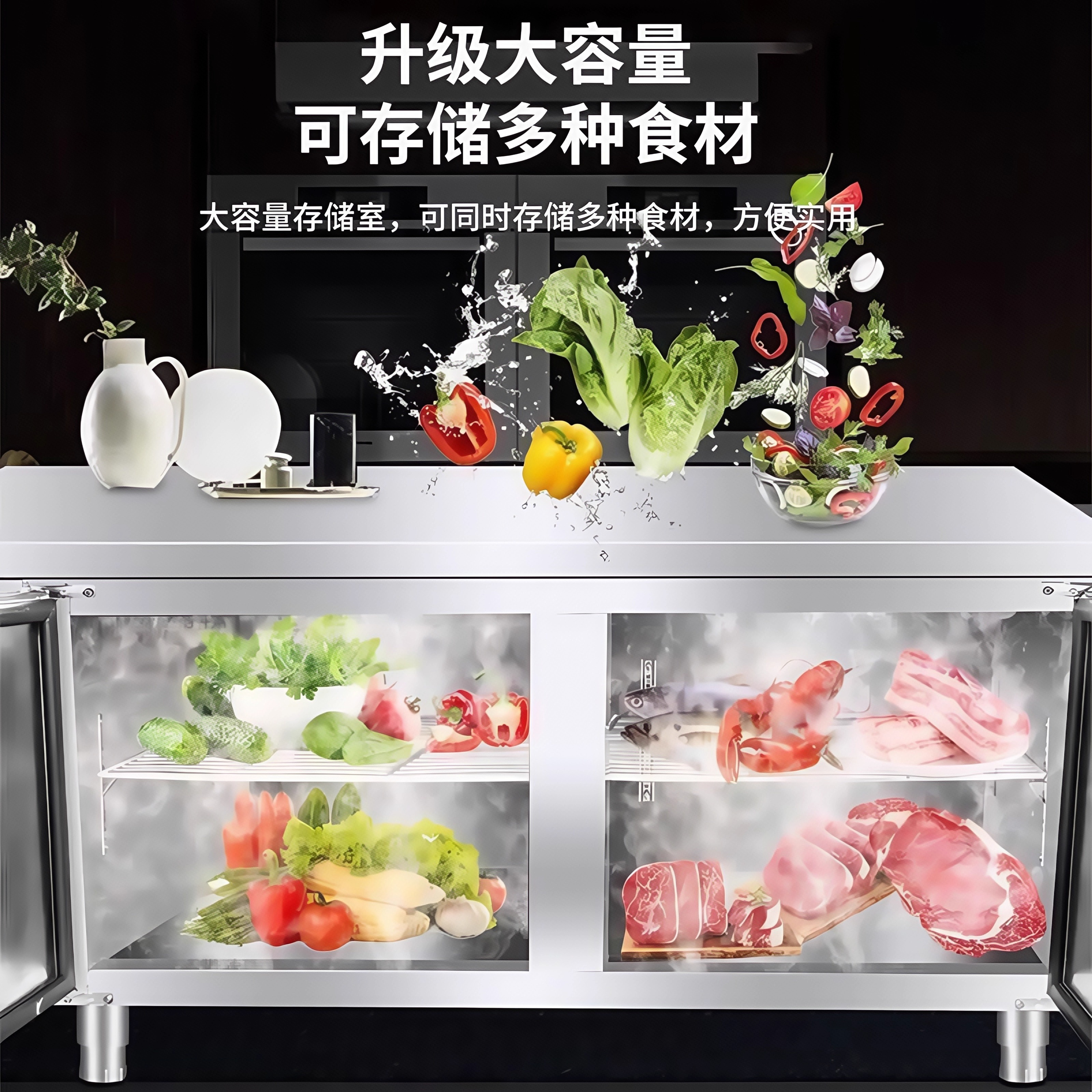 冷藏操作台冷藏冷冻冰柜厨房酒店商用双温冷柜平冷工作台保鲜冰箱