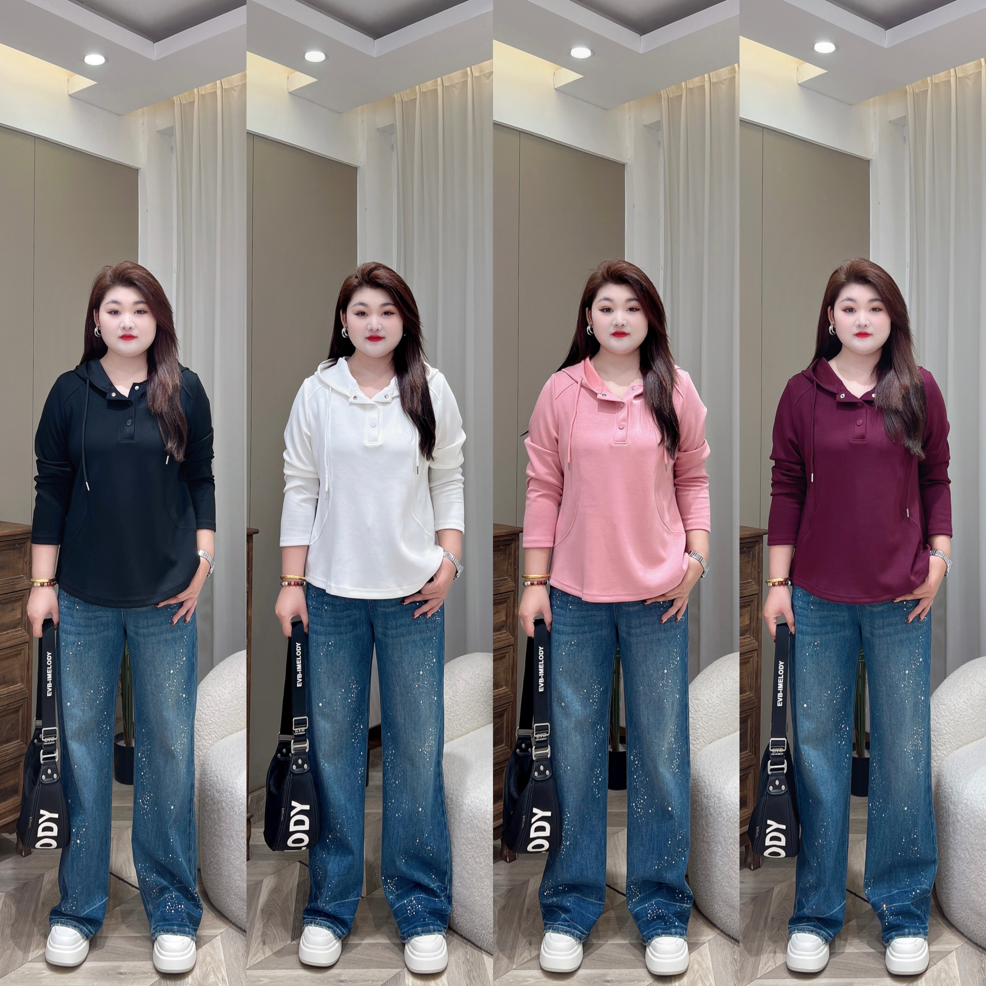 【现货卫衣】PMM81387早秋新款休闲百搭显瘦连帽卫衣大码女装