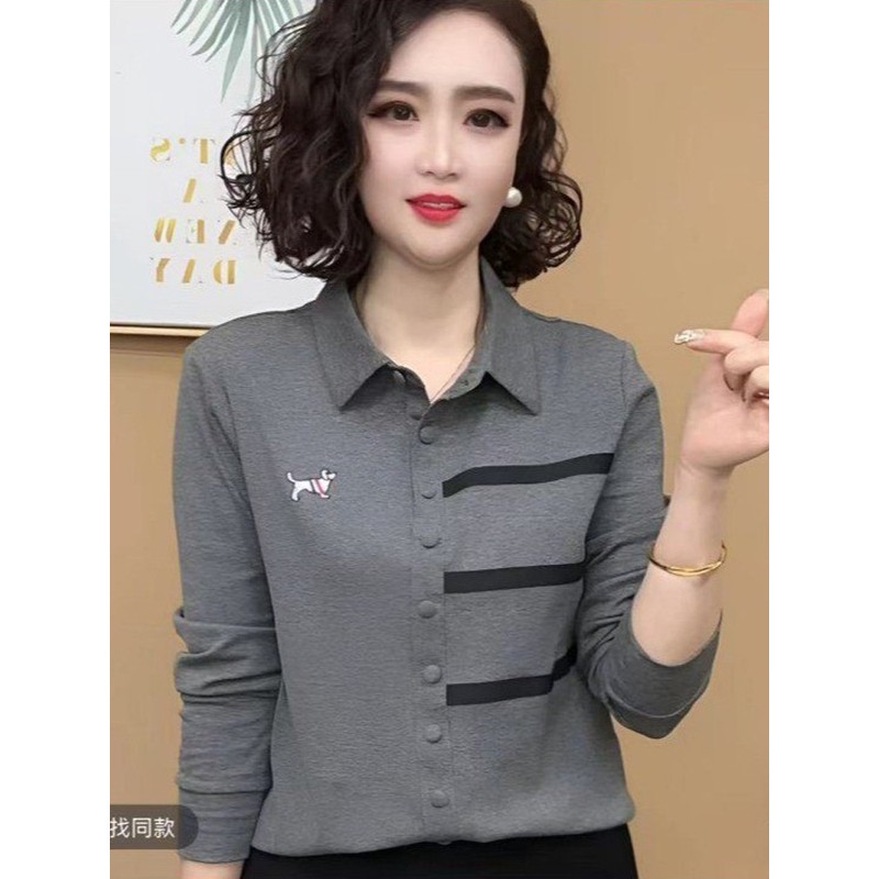 皮尔卡丹2025春秋新款极简风女装高级感领上衣中老年女装显瘦妈妈