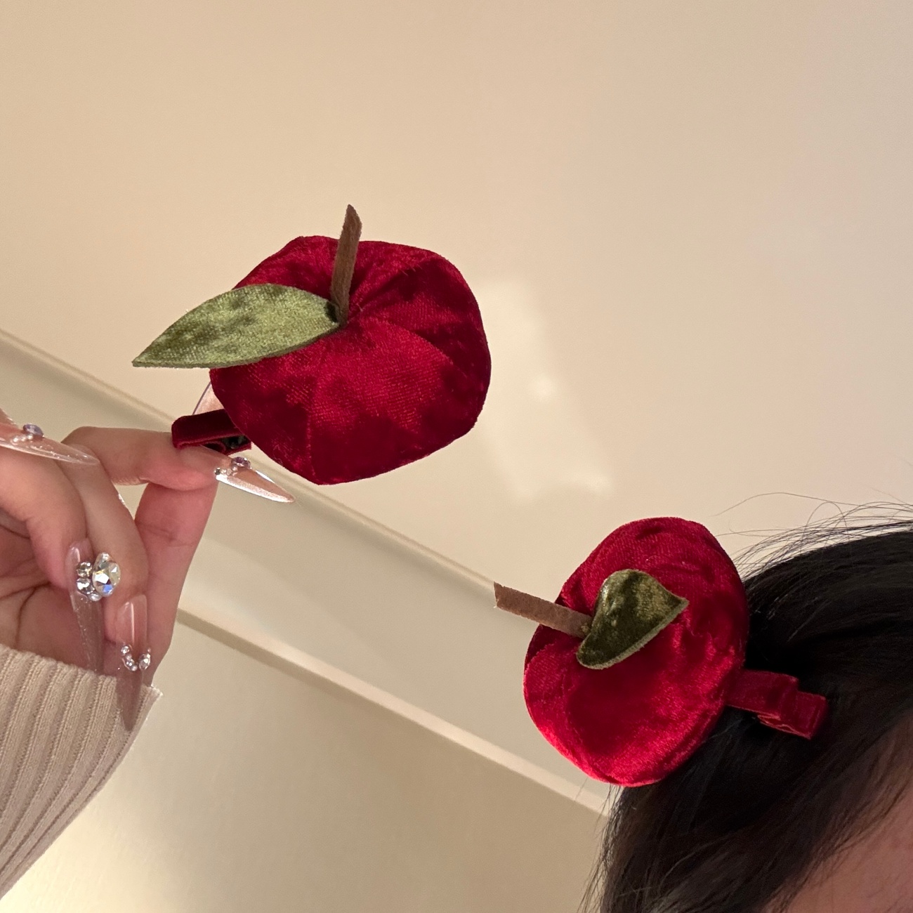 圣诞节平安夜苹果发夹网红氛围感拍照装饰道具圣诞发卡趣味发饰