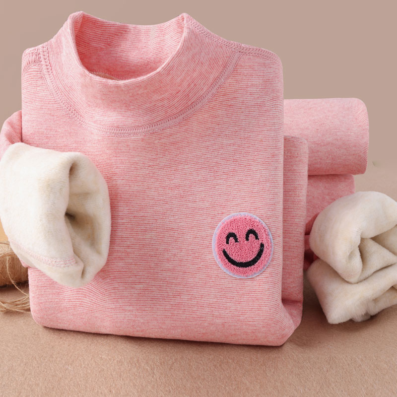 加绒加厚儿童保暖内衣套装高领德绒羊毛蚕丝冬季男女童A类打底衫