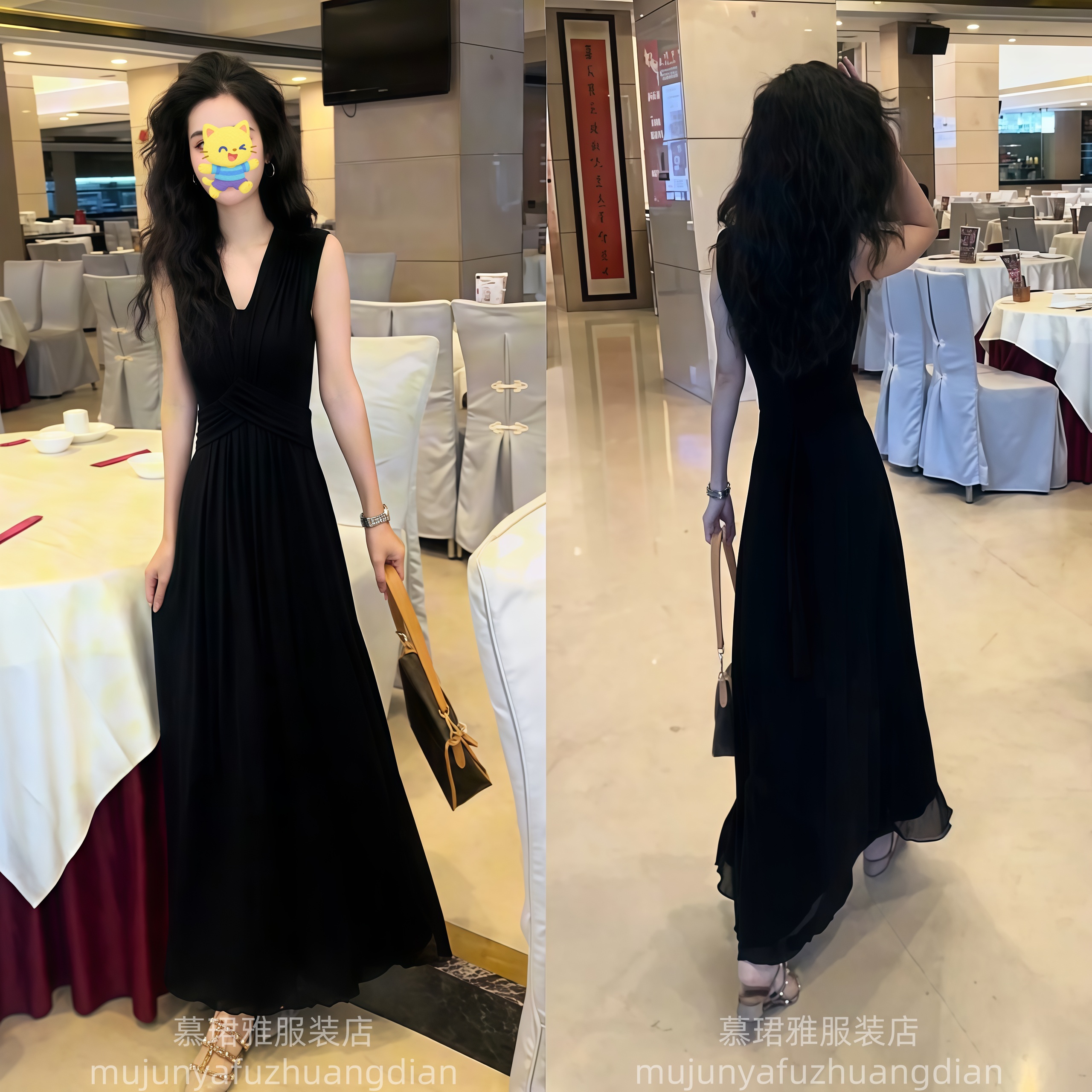 2025夏新款穿搭长裙法式高级感修身独特超好看黑色无袖连衣裙女