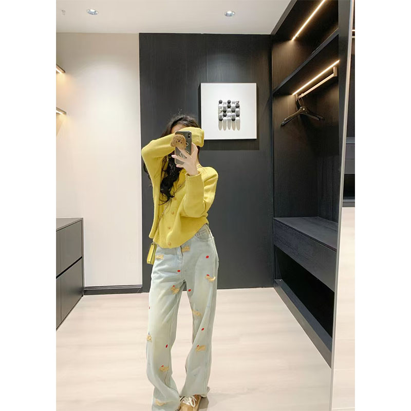 2025秋季新款修身显瘦网红穿搭针织上衣休闲简约时尚直筒长裤套装