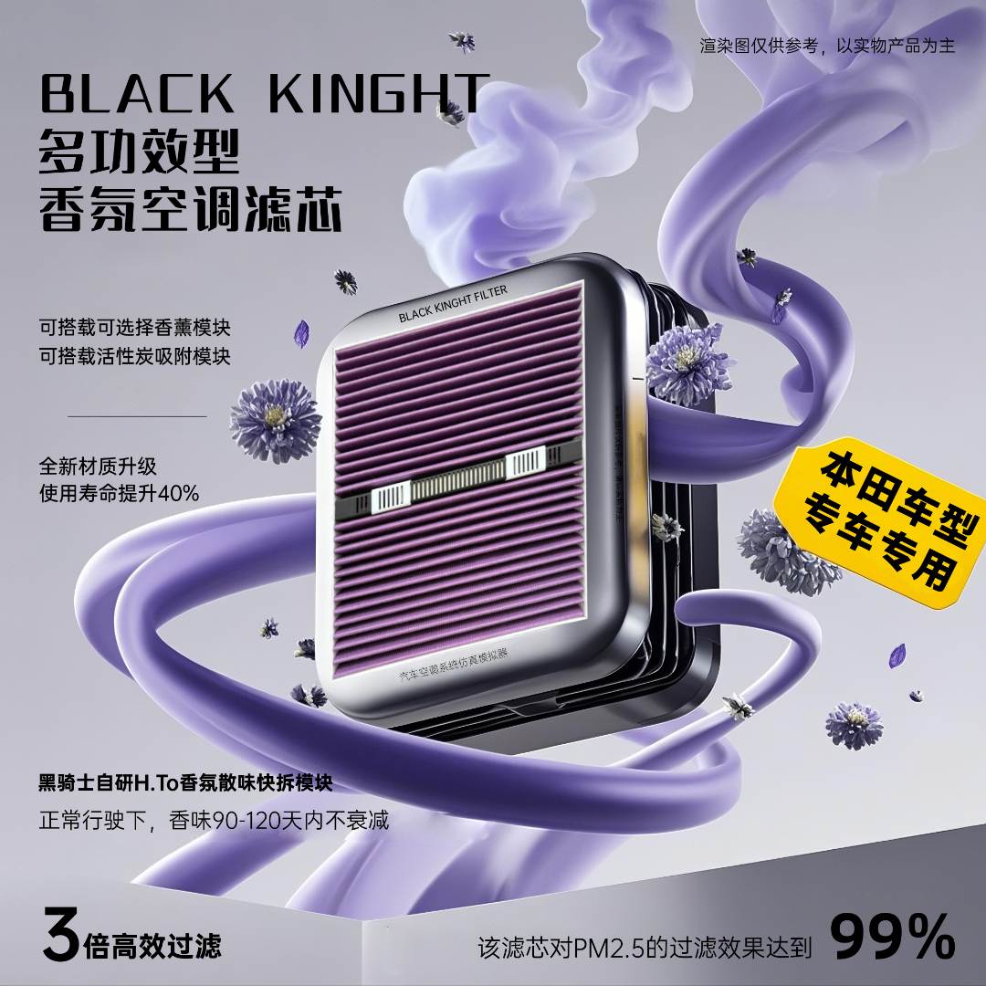 黑骑士【本田车型】专用多功能抑菌除霉可快拆香薰模块新款空调滤芯