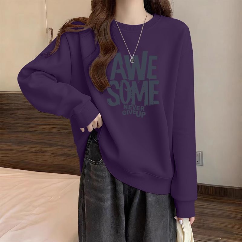 2025上新爆款圆领加绒加厚卫衣女不撞款宽松版型时尚百搭套头上衣