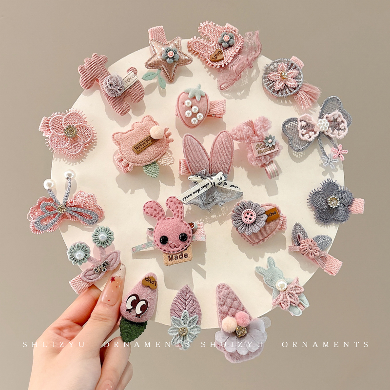 秋冬儿童卡通发夹全包布汗毛夹女童不伤发发卡婴儿宝宝可爱胎毛夹