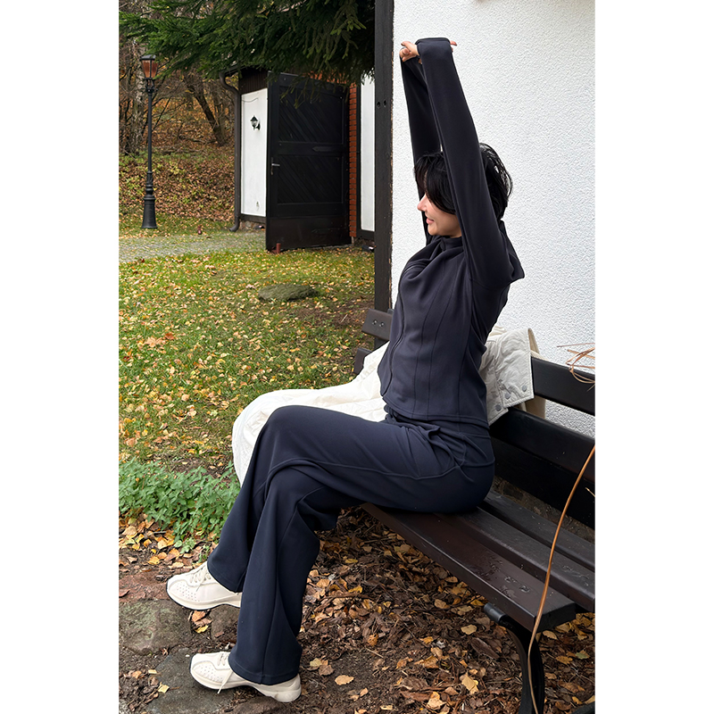 HERLAND她地【劳拉】简约运动套装修身显瘦保暖立领外套+休闲长裤