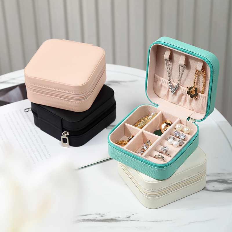首饰盒/箱 多色便捷珠宝收纳盒精致饰品简约五代拉链盒爆款