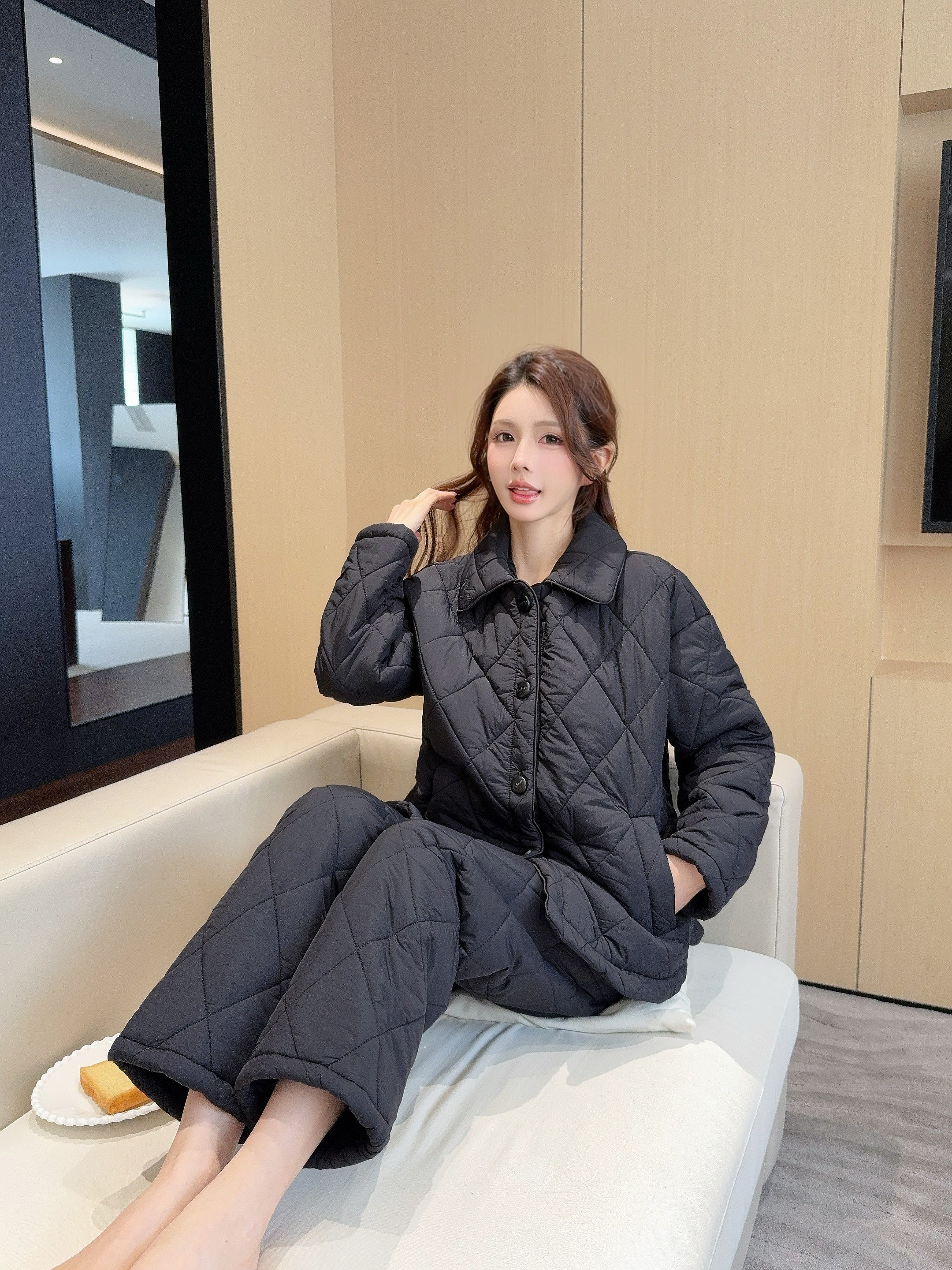 2025新款三层夹棉睡衣女秋冬季加绒加厚保暖高级感长袖长裤家居服