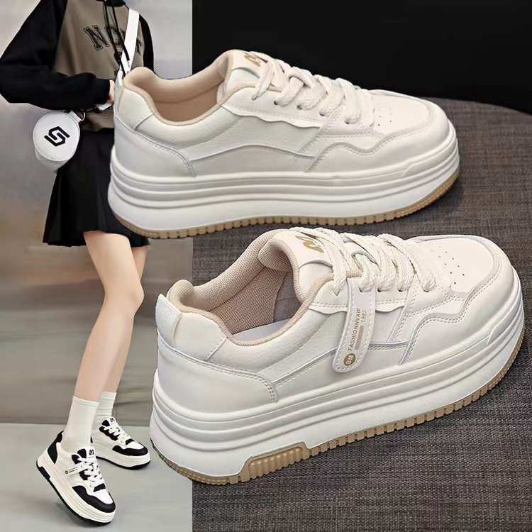 4.5cm增高小白鞋女2024新款透气百搭板鞋韩版厚底学生运动休闲鞋