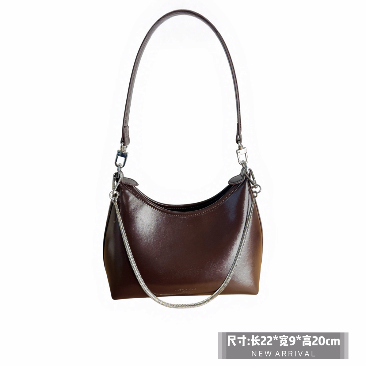 【JOANA】轻奢定制 法式月牙油蜡牛皮单间斜挎手提包秋冬新款大容量