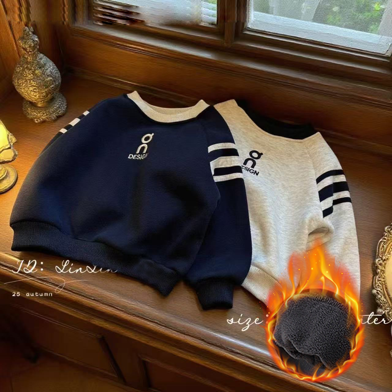 儿童秋冬款加厚加绒保暖卫衣男女童卡通上衣韩版圆领卫衣