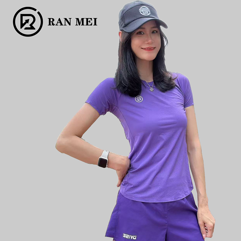 冉玫透气跑步速干时尚圆领休闲健身T恤情侣款夏季修身短袖上衣