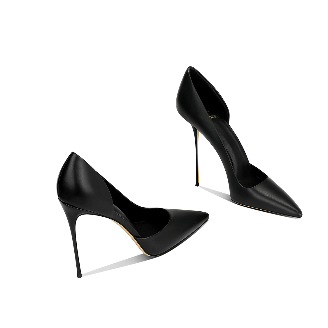 轻奢不累脚高跟鞋黑色侧空设计感小众法式气质新款尖头细跟单鞋