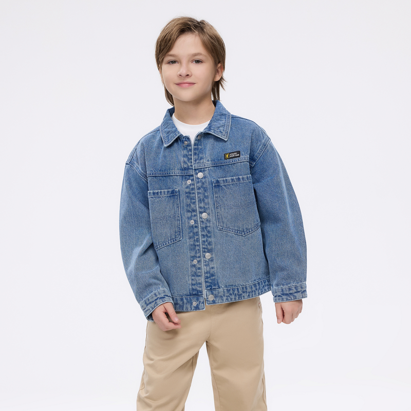 POLOWALK童装2025年秋冬新品男童牛仔外套翻领BVVW511E0051