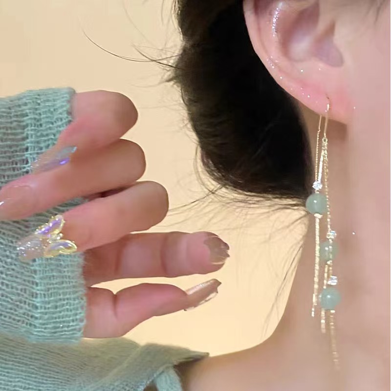 铜合金耳饰 羡然电镀工艺新中式国风长款流苏温柔气质耳环565